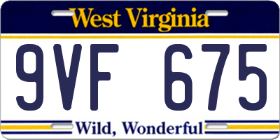 WV license plate 9VF675