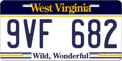 WV license plate 9VF682