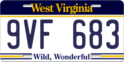 WV license plate 9VF683