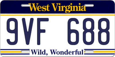 WV license plate 9VF688