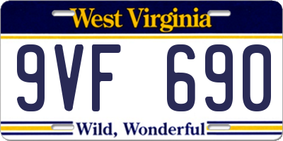 WV license plate 9VF690