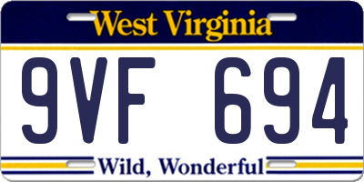 WV license plate 9VF694