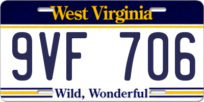 WV license plate 9VF706