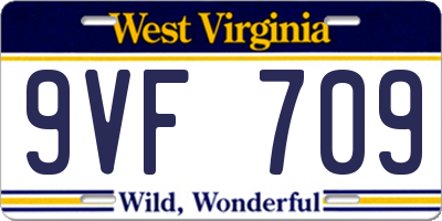 WV license plate 9VF709