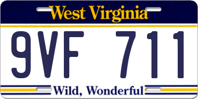 WV license plate 9VF711