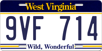 WV license plate 9VF714