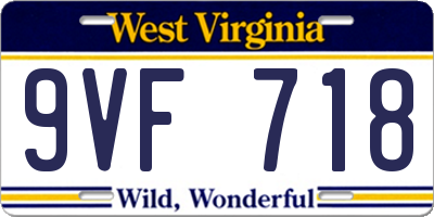 WV license plate 9VF718