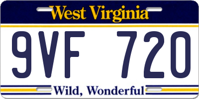 WV license plate 9VF720