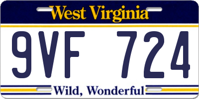 WV license plate 9VF724