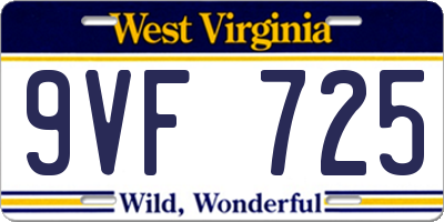 WV license plate 9VF725