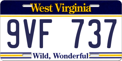 WV license plate 9VF737