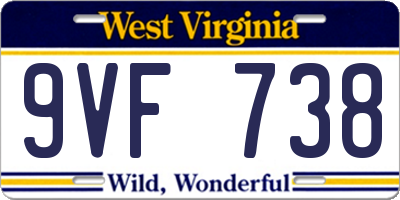 WV license plate 9VF738
