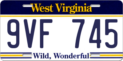 WV license plate 9VF745