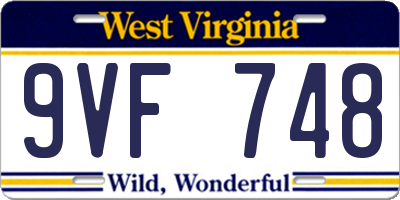 WV license plate 9VF748