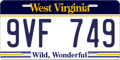 WV license plate 9VF749