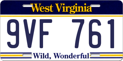 WV license plate 9VF761