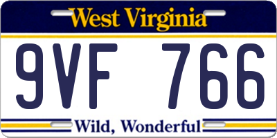 WV license plate 9VF766