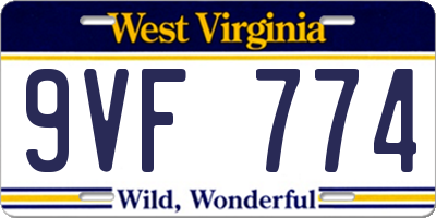 WV license plate 9VF774