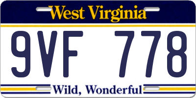WV license plate 9VF778