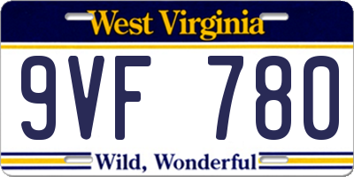 WV license plate 9VF780