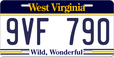 WV license plate 9VF790
