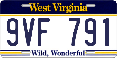 WV license plate 9VF791
