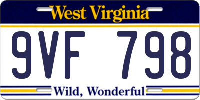 WV license plate 9VF798