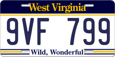 WV license plate 9VF799