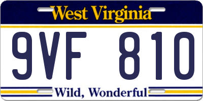 WV license plate 9VF810