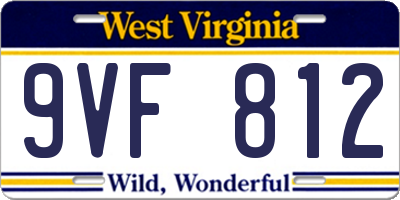 WV license plate 9VF812