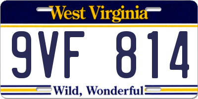 WV license plate 9VF814