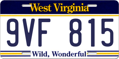 WV license plate 9VF815