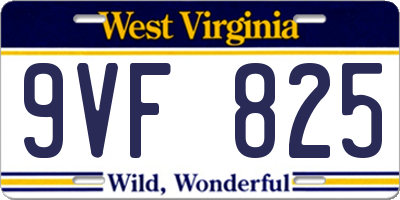 WV license plate 9VF825