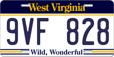 WV license plate 9VF828