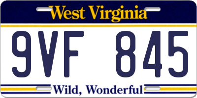 WV license plate 9VF845