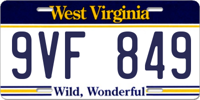 WV license plate 9VF849