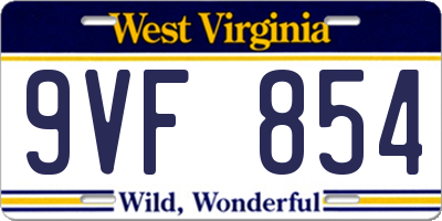 WV license plate 9VF854