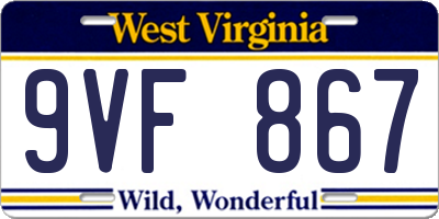 WV license plate 9VF867