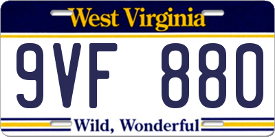 WV license plate 9VF880