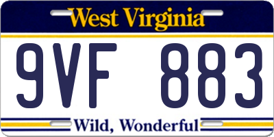 WV license plate 9VF883