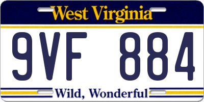 WV license plate 9VF884