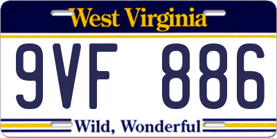 WV license plate 9VF886