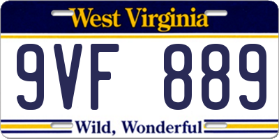 WV license plate 9VF889