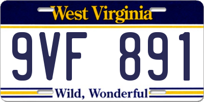 WV license plate 9VF891