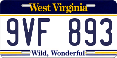 WV license plate 9VF893
