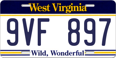 WV license plate 9VF897