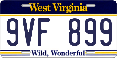 WV license plate 9VF899