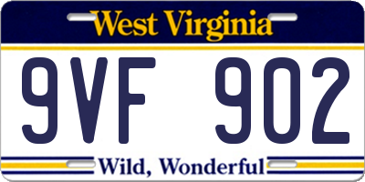 WV license plate 9VF902