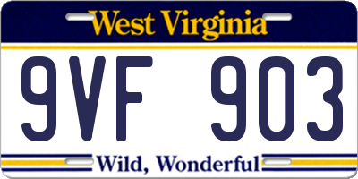 WV license plate 9VF903