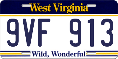 WV license plate 9VF913